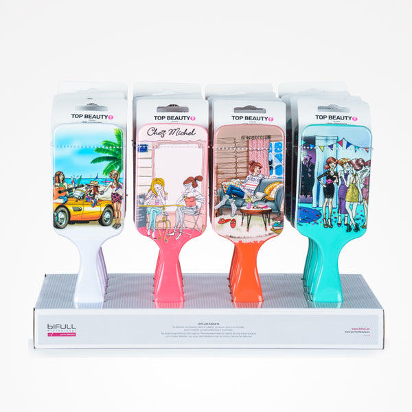 Cepillos Raqueta · Expositor | Top Beauty Púa Plástico