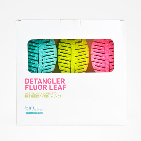 Cepillo Esqueleto Desenredante  |  Detangler Fluor Leaf Púa Plástico