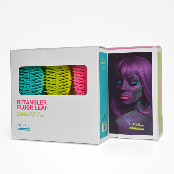 Cepillo Esqueleto Desenredante  |  Detangler Fluor Leaf Púa Plástico