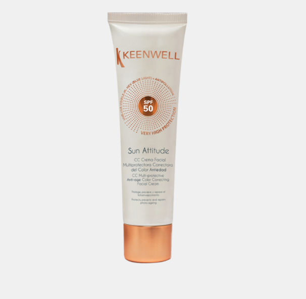 KEENWELL CC Crema Facial Multiprotectora Correctora del Color SPF50 | Protección Solar Antiedad con Color, Antipolución y Efecto Unificador del Tono