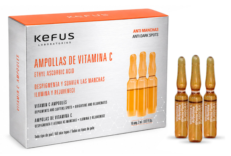 KEFUS Ampollas Faciales Vitamina C Luminosidad 10 Uds | Tratamiento Despigmentante, Iluminador y Antiedad para Manchas, Arrugas y Piel Apagada