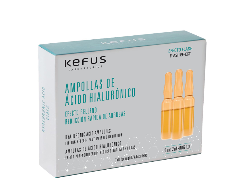 KEFUS Ampollas Faciales Triple Ácido Hialurónico Efecto Flash 10 Uds | Hidratación Multicapa, Efecto Relleno y Reducción de Arrugas para Todo Tipo de Piel