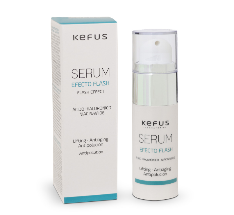 KEFUS Sérum Ácido Hialurónico y Niacinamida Efecto Flash 30 ml | Sérum Hidratante, Rellenador de Arrugas y Antiedad de Acción Intensiva