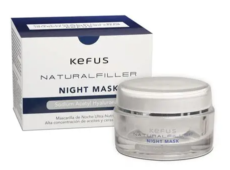 KEFUS Natural Filler Night Mask Crema Facial de Noche 100 ml | Mascarilla Nocturna con Ácido Hialurónico, Pantenol y Manteca de Karité para Nutrición y Reparación Intensiva