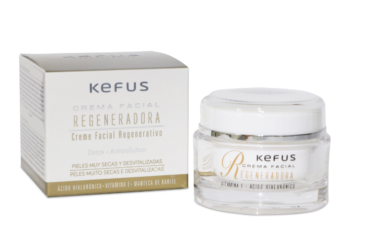 KEFUS Crema Facial Regeneradora Ácido Hialurónico 50 ml | Crema Hidratante y Nutritiva para Pieles Muy Secas y Desvitalizadas con Vitamina E y Manteca de Karité