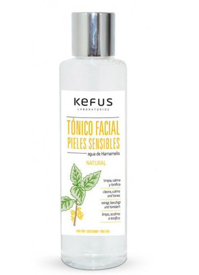 KEFUS Tónico Facial para Pieles Sensibles 200 ml | Tónico Calmante con Agua de Hamamelis, Acción Refrescante, Hidratante y Descongestiva