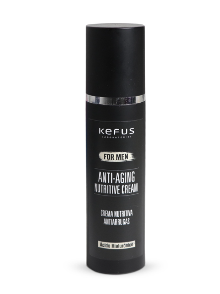 KEFUS For Men Crema Nutritiva con Ácido Hialurónico 100 ml | Crema Facial Hidratante y Antiarrugas para Hombre | Nutre, Reafirma y Calma la Piel Tras el Afeitado