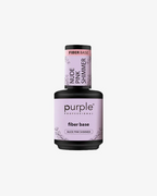 Purple Professional Fiber Base Nude Pink Shimmer | Base Fortalecedora con Fibras Sintéticas, Vitamina E y Calcio | Base Constructora Autonivelante con Brillo Sutil Rosa Nude para Uñas Naturales