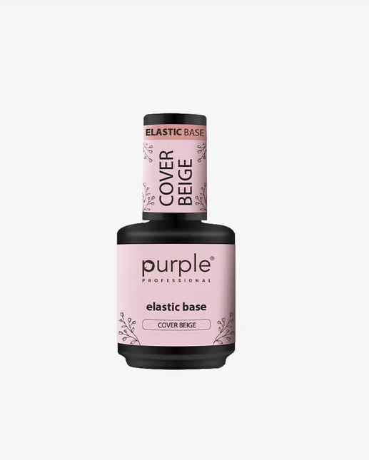 Purple Professional Elastic Base Cover Beige | Base Elástica Beige Natural de Alta Viscosidad para Refuerzo, Nivelación y Extensiones de Uñas Naturales