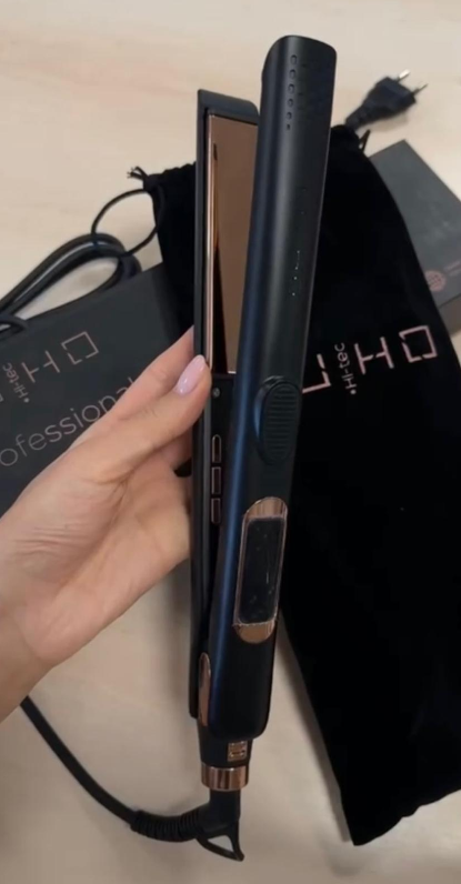 LU·HO Gold Rouse Black Plancha de Pelo Profesional | Styler Nano Titanio con Control Digital de Temperatura y Placas Flotantes