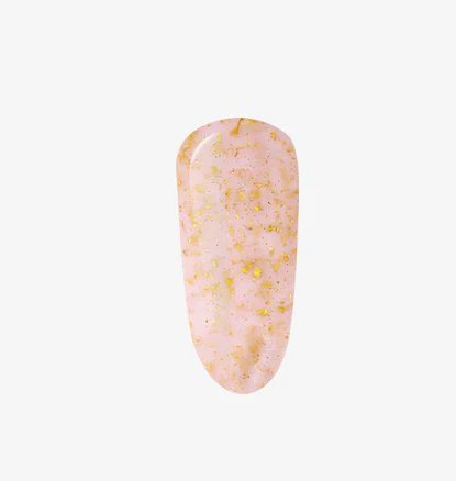 BIB ROSA CON HOJUELAS DORADAS 15 ML | Builder in Bottle Autonivelante para Construcción y Refuerzo de Uñas