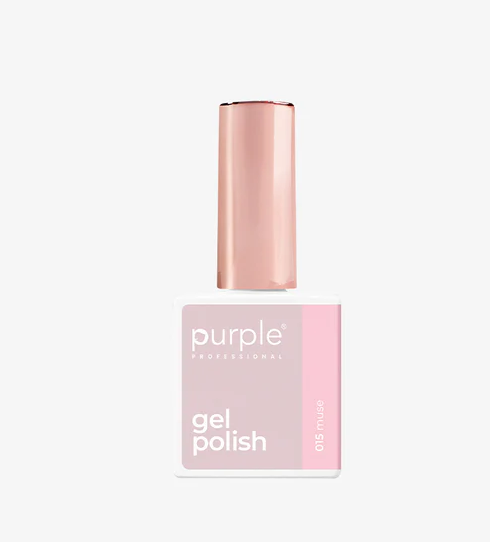 Purple Professional Gel Polish 015 Muse 10 ml | Esmalte Semipermanente Rosa Nude Translúcido de Alta Cobertura