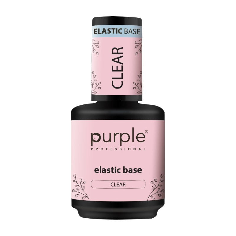 Purple Professional Elastic Base Clear | Base Elástica Transparente de Alta Viscosidad para Refuerzo, Nivelación y Extensiones de Uñas Naturales