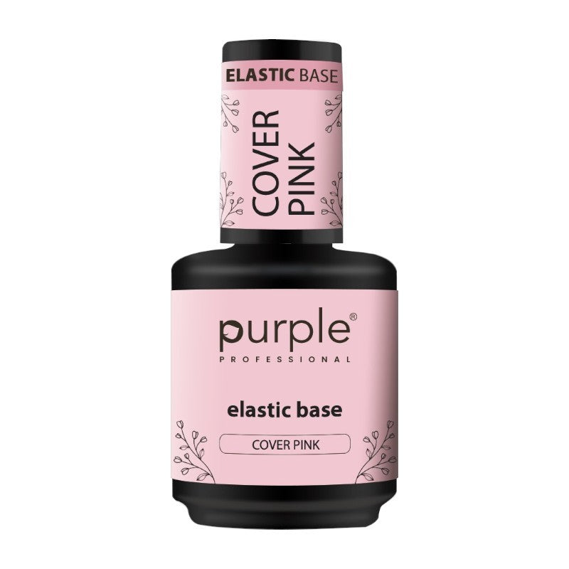 Purple Professional Elastic Base Cover Pink | Base Elástica Rosa Cover de Alta Viscosidad para Refuerzo, Nivelación y Extensiones de Uñas Naturales