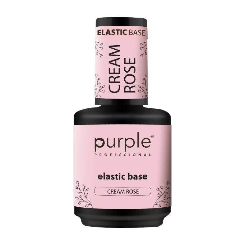 Purple Professional Elastic Base Cream Rose | Base Elástica Rosa Natural de Alta Viscosidad para Refuerzo, Nivelación y Extensiones de Uñas Naturales