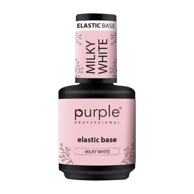 Purple Professional Elastic Base Milky White | Base Elástica Blanco Lechoso de Alta Viscosidad para Refuerzo, Nivelación y Extensiones de Uñas Naturales