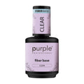 Purple Professional Fiber Base Clear | Base Constructora Transparente con Fibras Sintéticas, Vitamina E y Calcio | Refuerzo Profesional para Uñas Frágiles y Extensiones de Hasta 3 mm