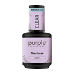 Purple Professional Fiber Base Clear | Base Constructora Transparente con Fibras Sintéticas, Vitamina E y Calcio | Refuerzo Profesional para Uñas Frágiles y Extensiones de Hasta 3 mm