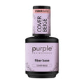 Purple Professional Fiber Base Cover Beige | Base Constructora Fortalecedora con Fibras Sintéticas, Vitamina E y Calcio | Base Beige Cover Autonivelante para Refuerzo y Extensiones de Uñas Naturales