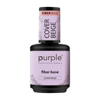 Purple Professional Fiber Base Cover Beige | Base Constructora Fortalecedora con Fibras Sintéticas, Vitamina E y Calcio | Base Beige Cover Autonivelante para Refuerzo y Extensiones de Uñas Naturales