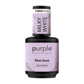 Purple Professional Fiber Base Milky White | Base Constructora Fortalecedora con Fibras Sintéticas, Vitamina E y Calcio | Base Blanca Lechosa Autonivelante para Refuerzo y Extensiones de Uñas Naturales