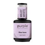 Purple Professional Fiber Base Milky White | Base Constructora Fortalecedora con Fibras Sintéticas, Vitamina E y Calcio | Base Blanca Lechosa Autonivelante para Refuerzo y Extensiones de Uñas Naturales
